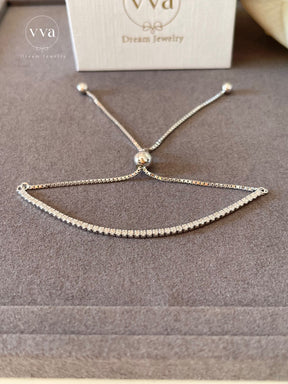 Bracelet Réglable Moissanite Plaqué Or 18K