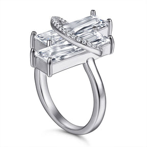 Bague Double Émeraude Moissanite Plaqué Or 8 Carats 18K 