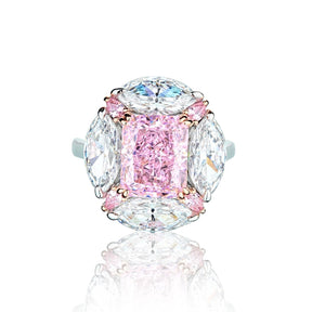 Bague Moissanite Rose Bulle Radiant Cut Plaqué Or 18K