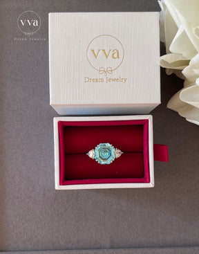 Asscher Cut Blue Moissanite Ring 8ct