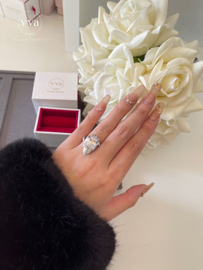 Pear Shape Moissanite Engagement Ring 12ct