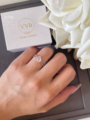 Bague Forme Ovale Zircon Rose 