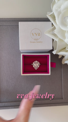 Bague Moissanite Rose Forme Poire 1.5ct