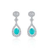 Boucles d'oreilles en tourmaline Paraiba créées en laboratoire 3,5 carats plaquées or 18 carats