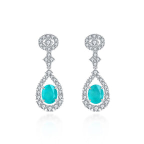 Boucles d'oreilles en tourmaline Paraiba créées en laboratoire 3,5 carats plaquées or 18 carats