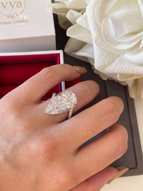 Pear Shape Moissanite Engagement Ring 12ct
