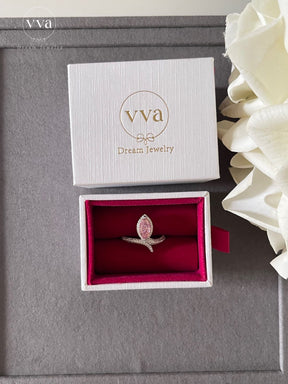 Bague Moissanite Rose Marquise Plaqué Or 18K
