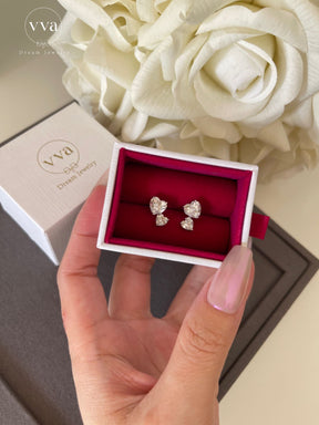 Sister Heart Shape Moissanite Earring