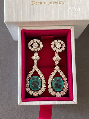 Boucles d'oreilles en tourmaline Paraiba créées en laboratoire 3,5 carats plaquées or 18 carats