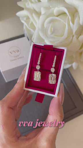 Boucle d'Oreille Émeraude 4ct Plaqué Or Réel 18K