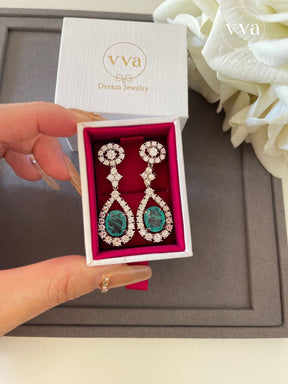 Boucles d'oreilles en tourmaline Paraiba créées en laboratoire 3,5 carats plaquées or 18 carats