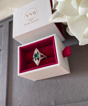 Asscher Cut Luxury Tourmaline Moissanite Ring