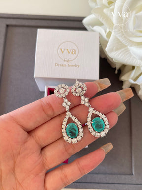 Boucles d'oreilles en tourmaline Paraiba créées en laboratoire 3,5 carats plaquées or 18 carats