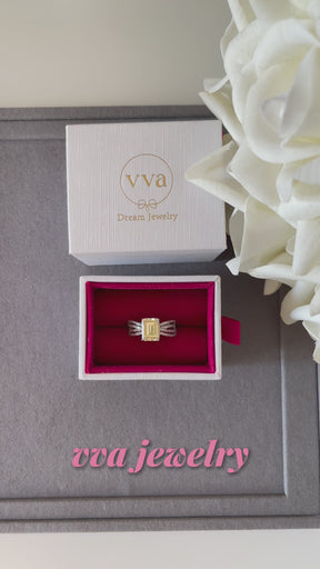 Yellow Princess Moissanite Engagement Ring