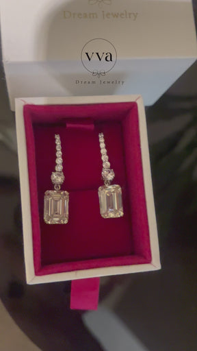 Boucle d'Oreille Émeraude 4ct Plaqué Or Réel 18K
