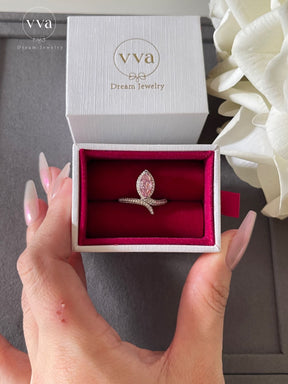 Bague Moissanite Rose Marquise Plaqué Or 18K