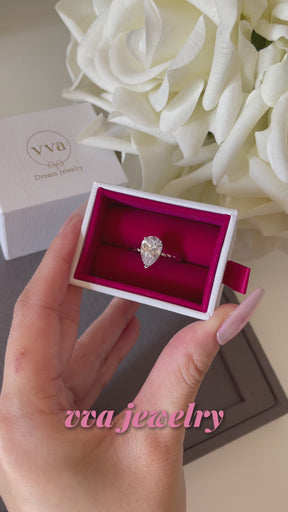 Pear Shape Moissanite Engagement Ring 3ct