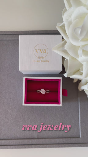 Bague Forme Ovale Zircon Rose 