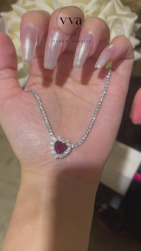 Heart Shape Lab-Created Ruby Necklace
