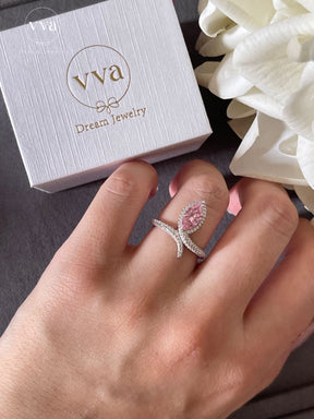 Bague Moissanite Rose Marquise Plaqué Or 18K