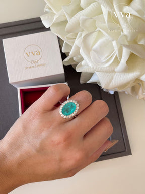 Lab-Created Paraiba Tourmaline Ring 5ct