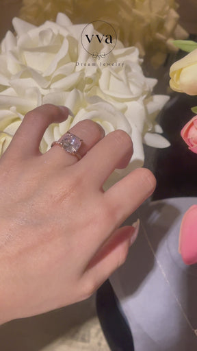 Bague de fiançailles Moissanite coussin rose 5ct 
