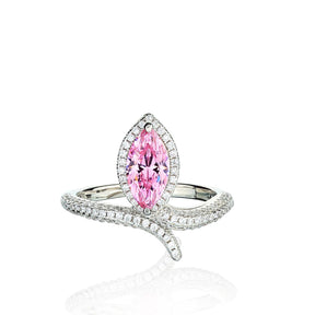 Bague Moissanite Rose Marquise Plaqué Or 18K
