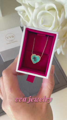 Lab-Created Paraiba Tourmaline Heart Shape Necklace 3ct