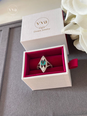 Asscher Cut Luxury Tourmaline Moissanite Ring