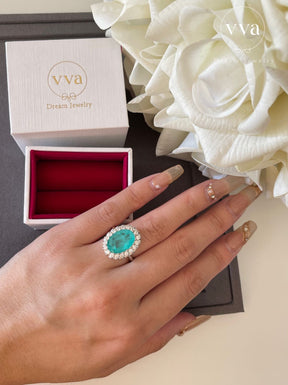Lab-Created Paraiba Tourmaline Ring 5ct