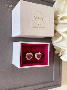 Heart Shape Lab-Created Ruby Earring