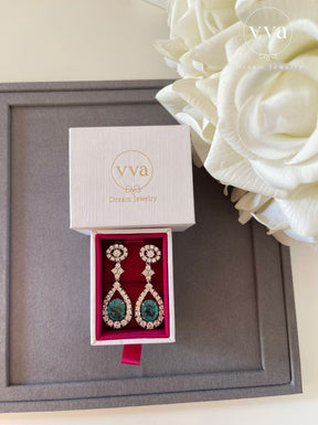 Boucles d'oreilles en tourmaline Paraiba créées en laboratoire 3,5 carats plaquées or 18 carats