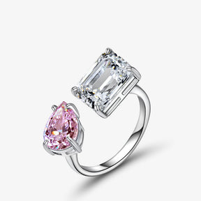 Bague de Fiançailles Deux Formes Moissanite Plaqué Or 18K 