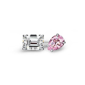 Bague de Fiançailles Deux Formes Moissanite Plaqué Or 18K 
