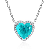 Lab-Created Paraiba Tourmaline Heart Shape Necklace 3ct