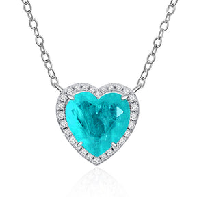 Lab-Created Paraiba Tourmaline Heart Shape Necklace 3ct