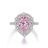 Bague Moissanite Rose Forme Poire 1.5ct