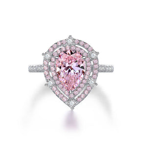 Bague Moissanite Rose Forme Poire 1.5ct
