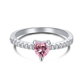 Petite bague en forme de coeur avec zircon rose 