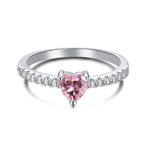 Petite bague en forme de coeur avec zircon rose 