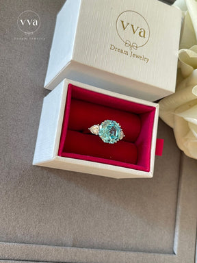 Asscher Cut Blue Moissanite Ring 8ct