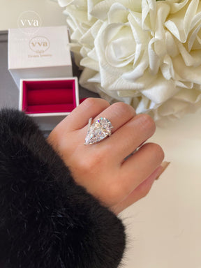 Pear Shape Moissanite Engagement Ring 12ct