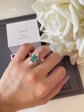 Asscher Cut Luxury Tourmaline Moissanite Ring