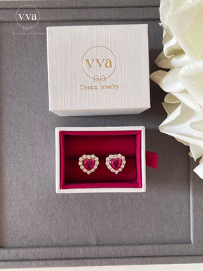 Heart Shape Lab-Created Ruby Earring