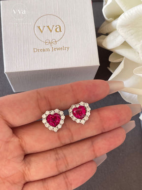Heart Shape Lab-Created Ruby Earring