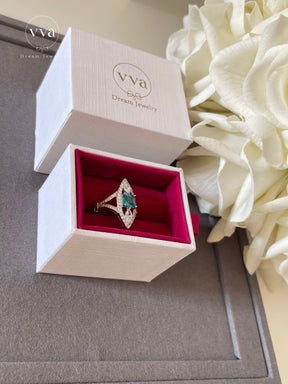 Asscher Cut Luxury Tourmaline Moissanite Ring