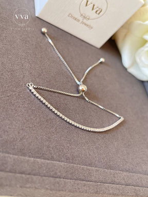Bracelet Réglable Moissanite Plaqué Or 18K