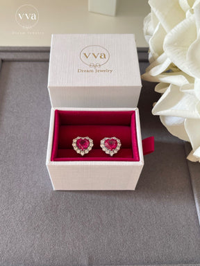 Heart Shape Lab-Created Ruby Earring