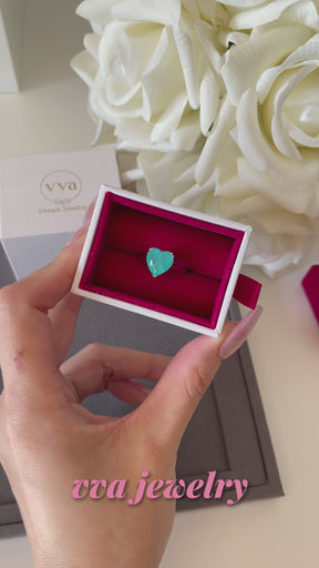 Heart Shape Lab-Created Paraiba Tourmaline Ring 4ct