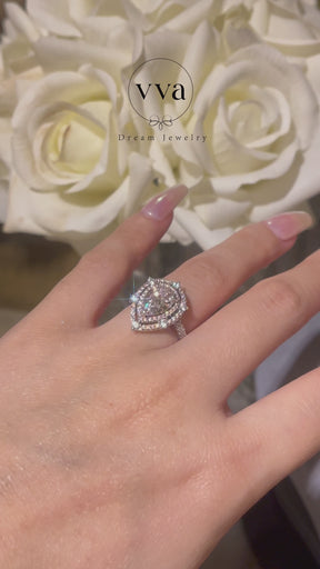 Bague Moissanite Rose Forme Poire 1.5ct